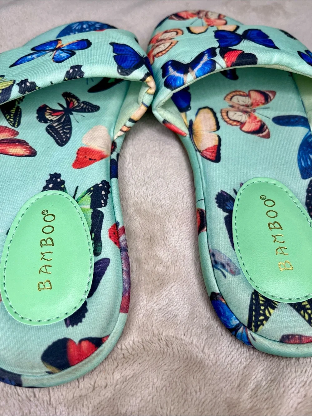 Bamboo Size 8 Butterfly Print Cushioned Slide Sandals - Picture 8 of 10
